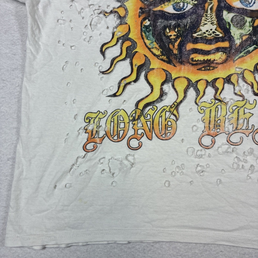 Sublime Distressed Long Beach Trippy Sun Face Vintage Style Short Sleeve Shirt - Picture 2 of 10